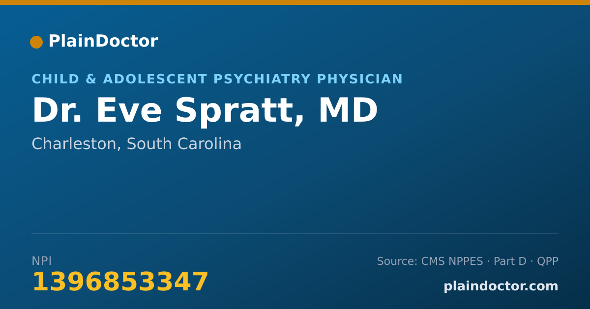 Shareable card for Eve Spratt, MD - Child & Adolescent Psychiatry Physician, Charleston, SC