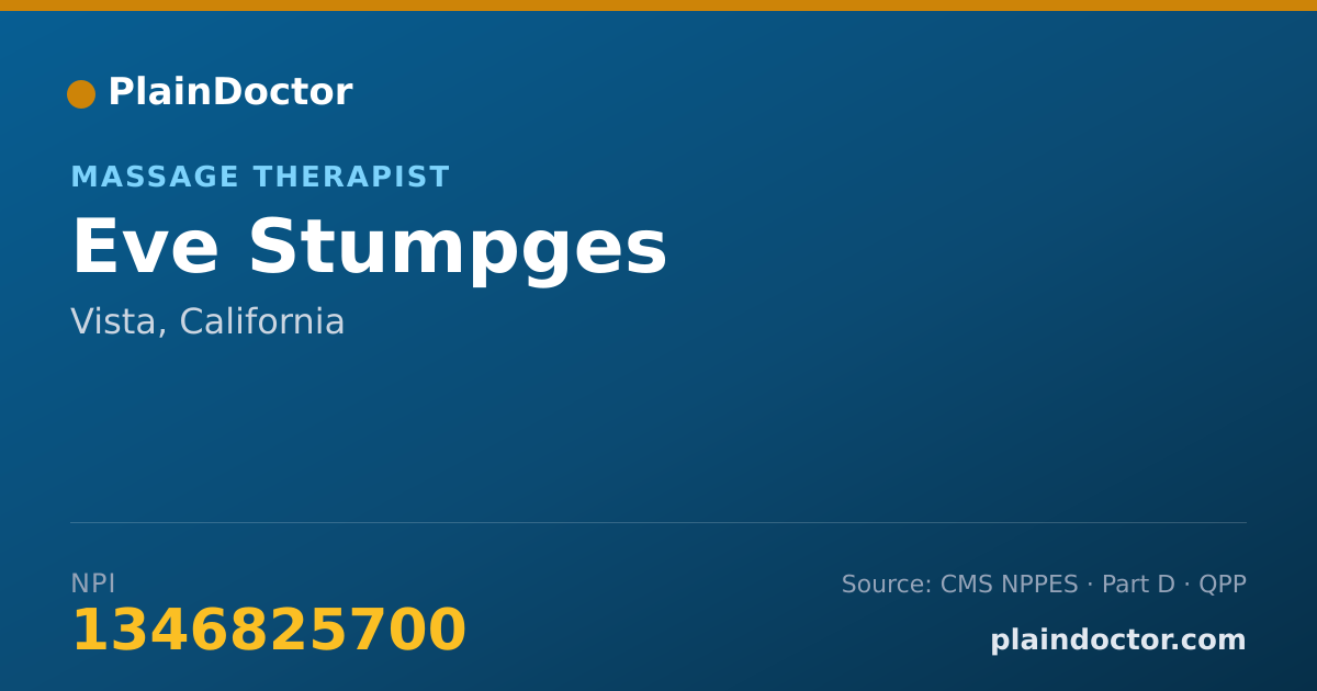 Shareable card for Eve Stumpges - Massage Therapist, Vista, CA