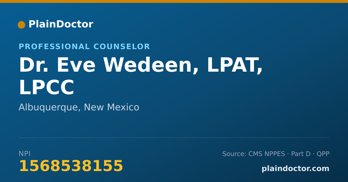 Shareable card for Eve Wedeen, LPAT, LPCC - Professional Counselor, Albuquerque, NM
