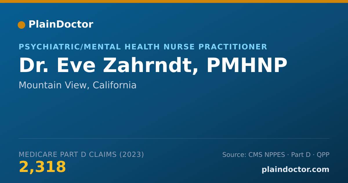 Shareable card for Eve Zahrndt, PMHNP - Psychiatric/Mental Health Nurse Practitioner, Mountain View, CA