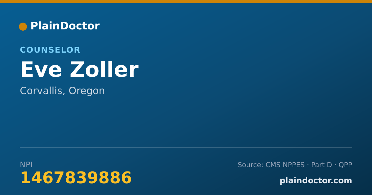 Shareable card for Eve Zoller - Counselor, Corvallis, OR