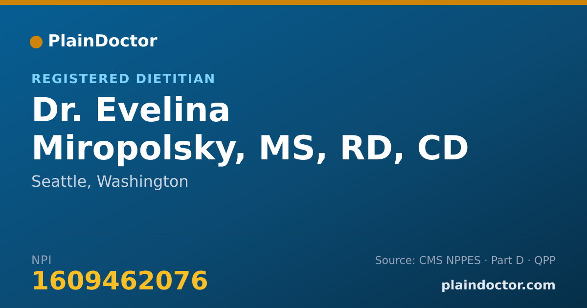 Shareable card for Evelina Miropolsky, MS, RD, CD - Registered Dietitian, Seattle, WA