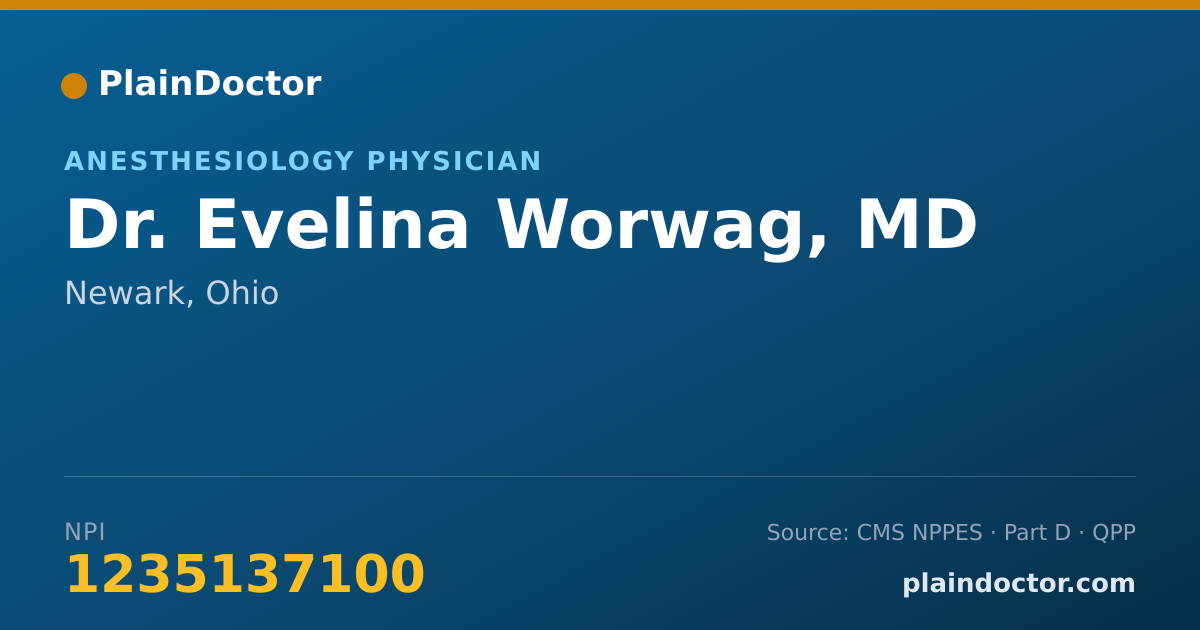 Shareable card for Evelina Worwag, MD - Anesthesiology Physician, Newark, OH