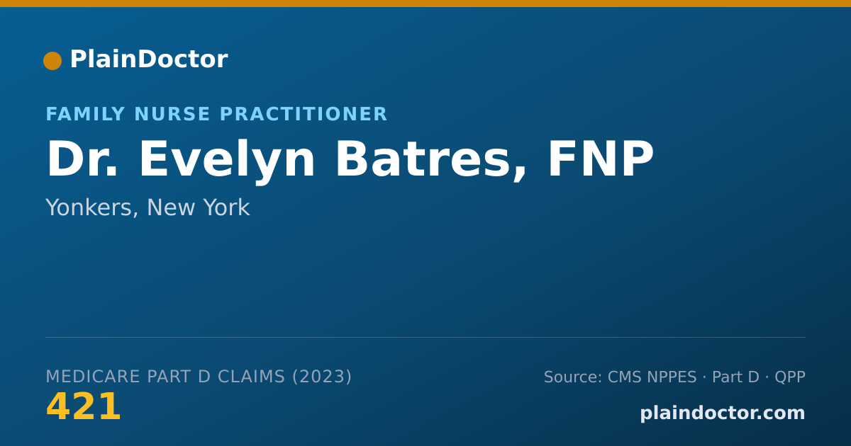Shareable card for Evelyn Batres, FNP - Family Nurse Practitioner, Yonkers, NY