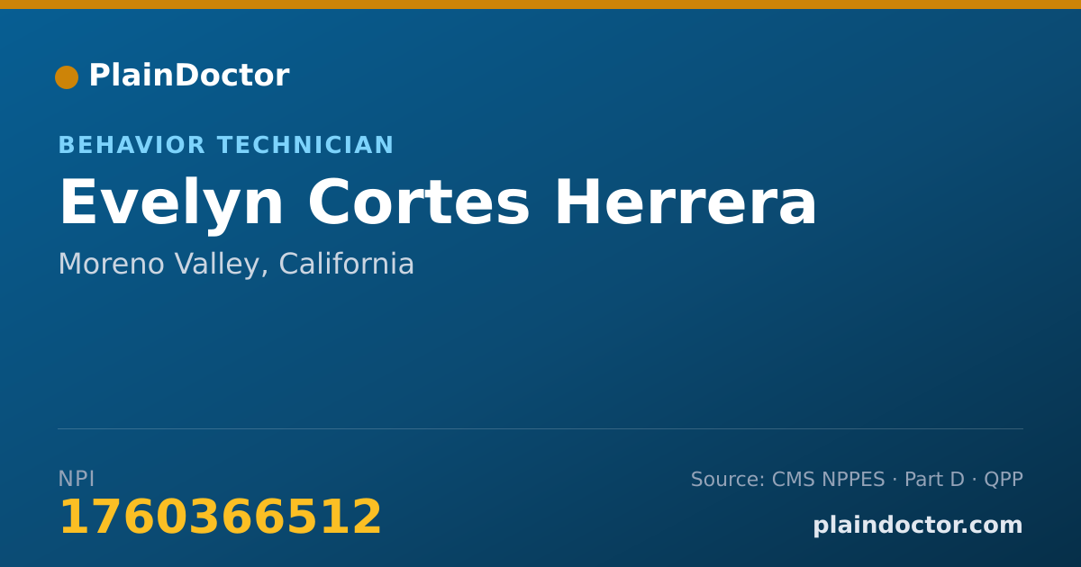 Shareable card for Evelyn Cortes Herrera - Behavior Technician, Moreno Valley, CA
