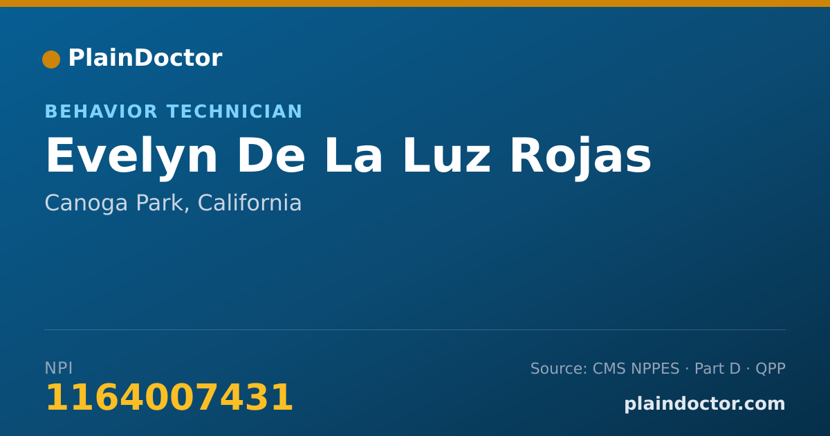 Shareable card for Evelyn De La Luz Rojas - Behavior Technician, Canoga Park, CA