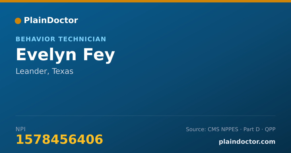 Shareable card for Evelyn Fey - Behavior Technician, Leander, TX