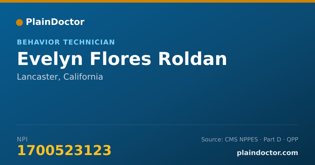 Shareable card for Evelyn Flores Roldan - Behavior Technician, Lancaster, CA