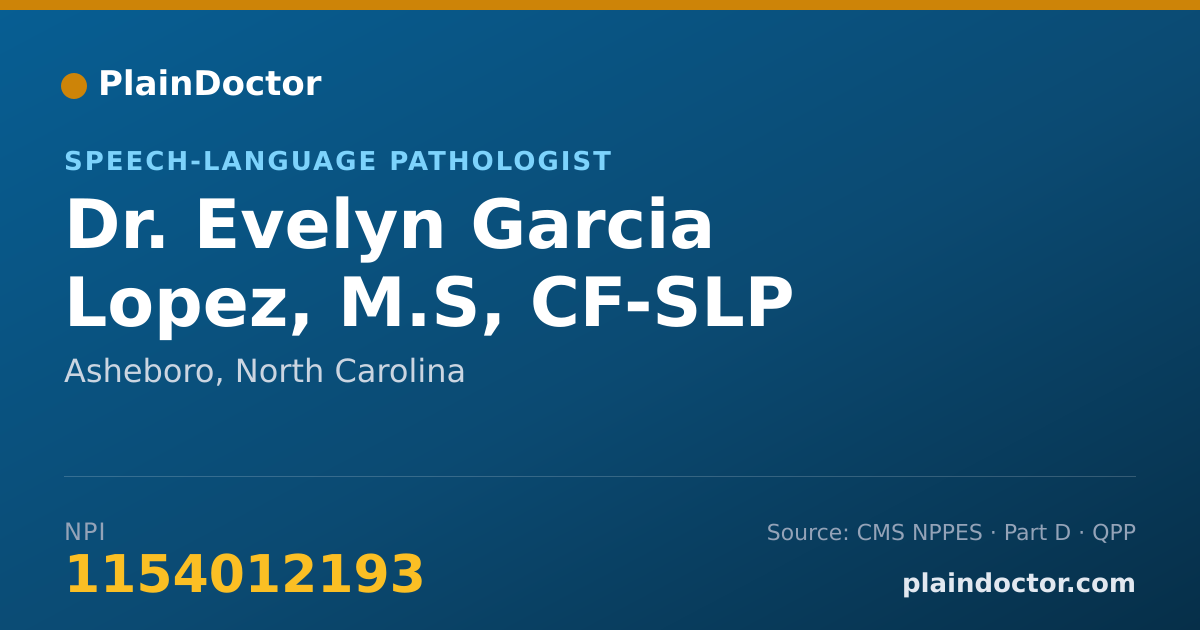 Shareable card for Evelyn Garcia Lopez, M.S, CF-SLP - Speech-Language Pathologist, Asheboro, NC