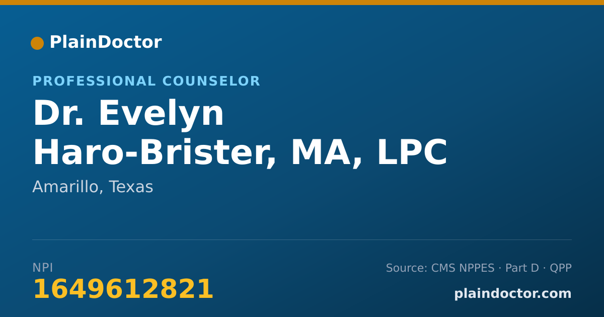 Shareable card for Evelyn Haro-Brister, MA, LPC - Professional Counselor, Amarillo, TX