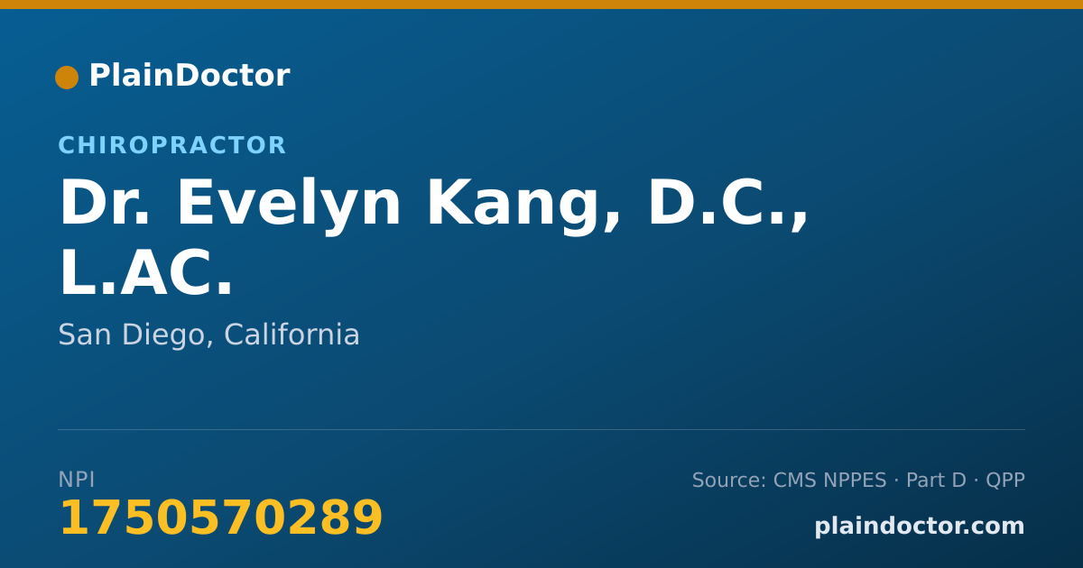 Shareable card for Evelyn Kang, D.C., L.AC. - Chiropractor, San Diego, CA