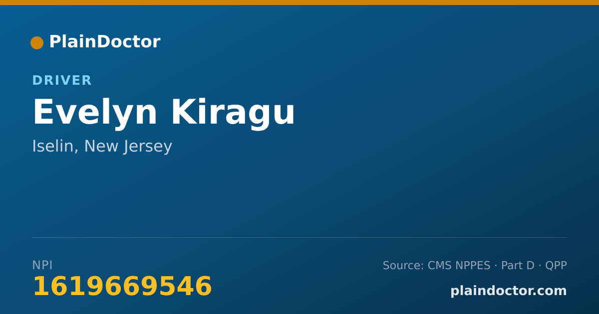 Shareable card for Evelyn Kiragu - Driver, Iselin, NJ
