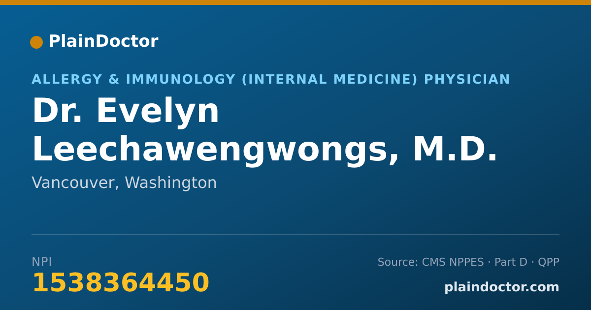 Shareable card for Evelyn Leechawengwongs, M.D. - Allergy & Immunology (Internal Medicine) Physician, Vancouver, WA