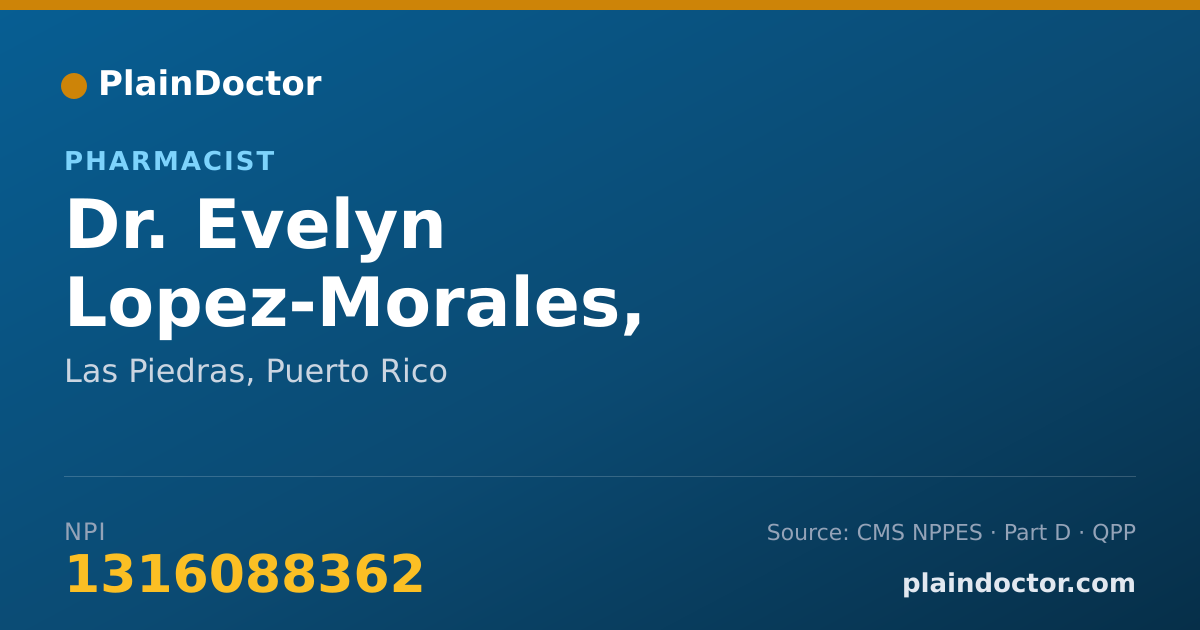 Shareable card for Evelyn Lopez-Morales, PHARMACIST - Pharmacist, Las Piedras, PR