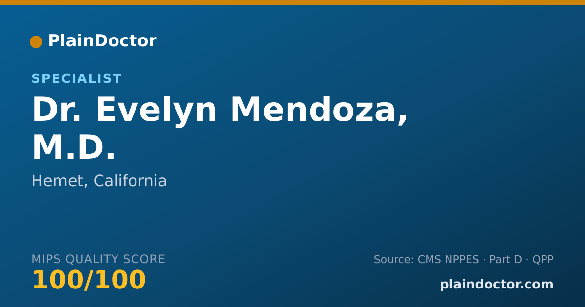 Shareable card for Evelyn Mendoza, M.D. - Specialist, Hemet, CA