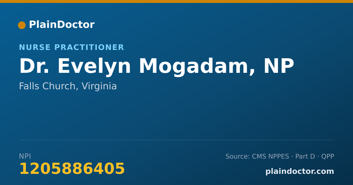 Shareable card for Evelyn Mogadam, NP - Nurse Practitioner, Falls Church, VA