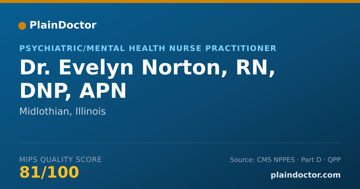 Shareable card for Evelyn Norton, RN, DNP, APN - Psychiatric/Mental Health Nurse Practitioner, Midlothian, IL