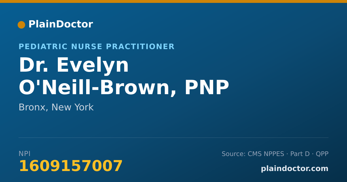 Shareable card for Evelyn O'Neill-Brown, PNP - Pediatric Nurse Practitioner, Bronx, NY