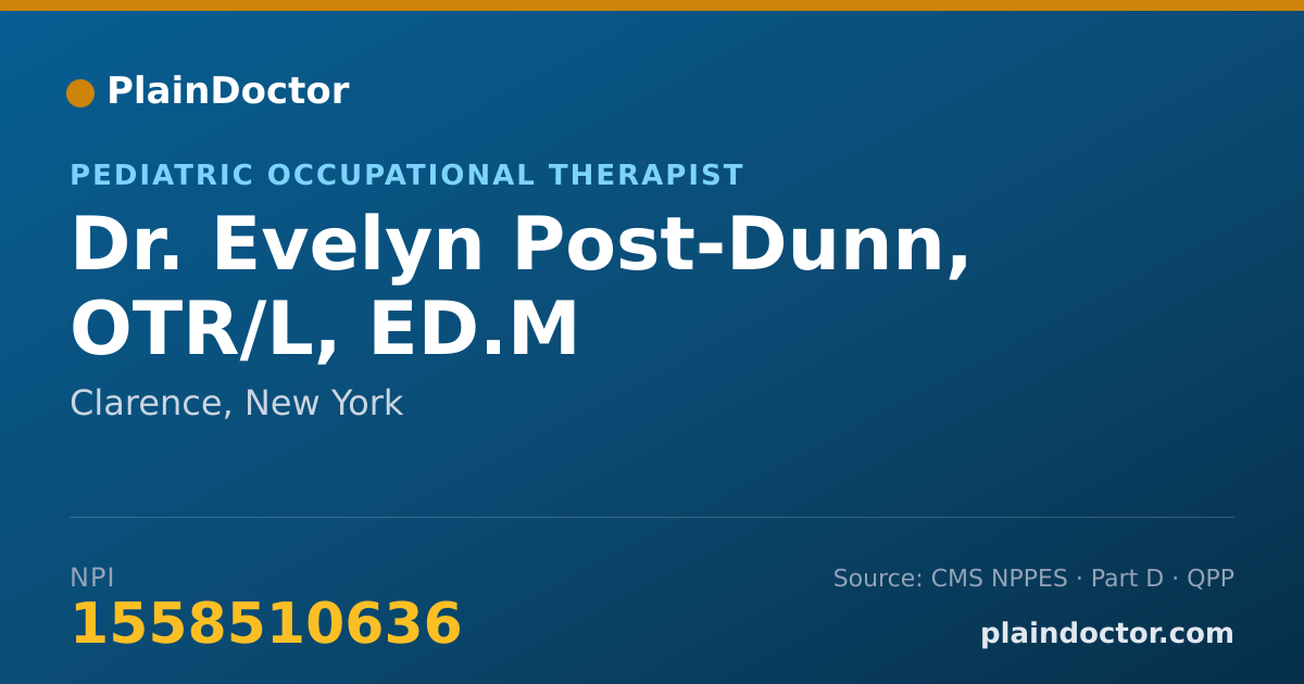 Shareable card for Evelyn Post-Dunn, OTR/L, ED.M - Pediatric Occupational Therapist, Clarence, NY