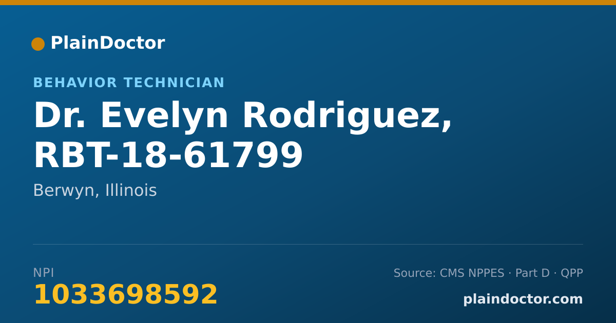 Shareable card for Evelyn Rodriguez, RBT-18-61799 - Behavior Technician, Berwyn, IL