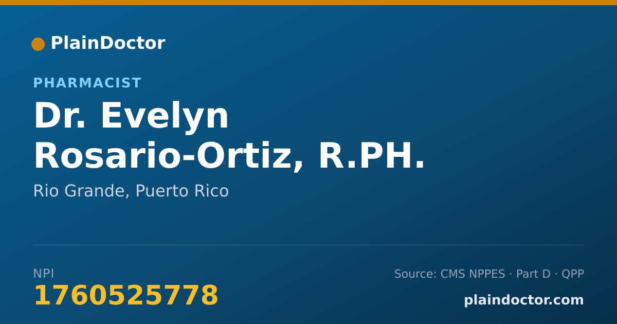 Shareable card for Evelyn Rosario-Ortiz, R.PH. - Pharmacist, Rio Grande, PR
