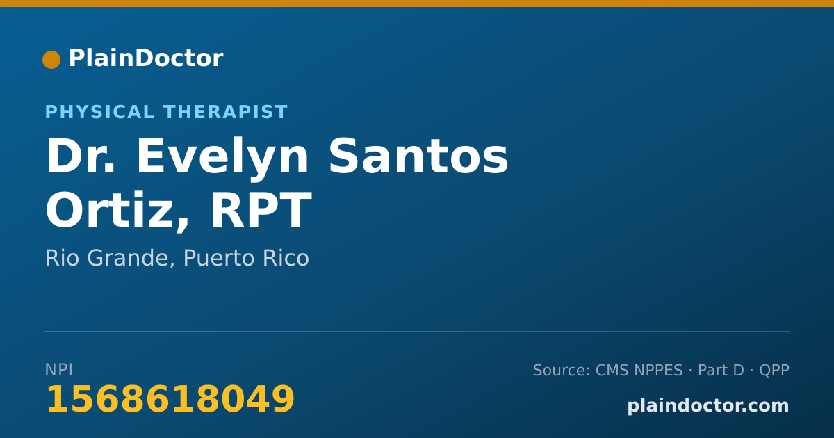 Shareable card for Evelyn Santos Ortiz, RPT - Physical Therapist, Rio Grande, PR
