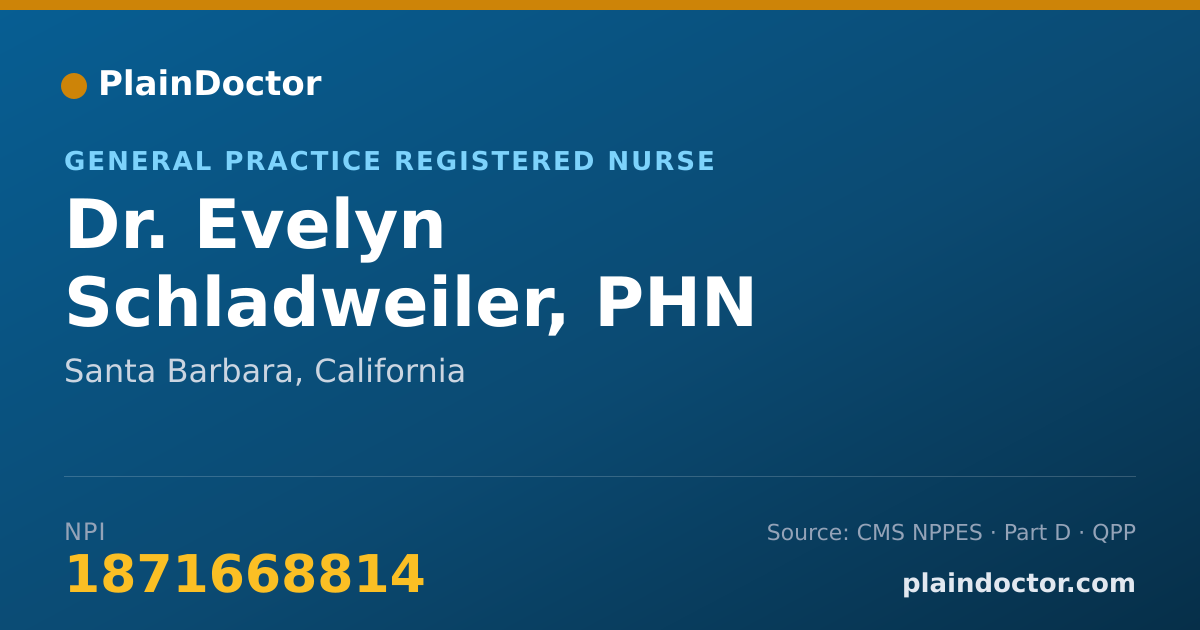 Shareable card for Evelyn Schladweiler, PHN - General Practice Registered Nurse, Santa Barbara, CA