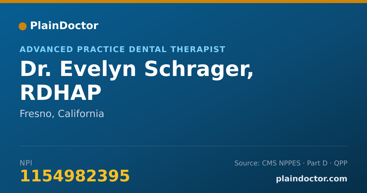 Shareable card for Evelyn Schrager, RDHAP - Advanced Practice Dental Therapist, Fresno, CA