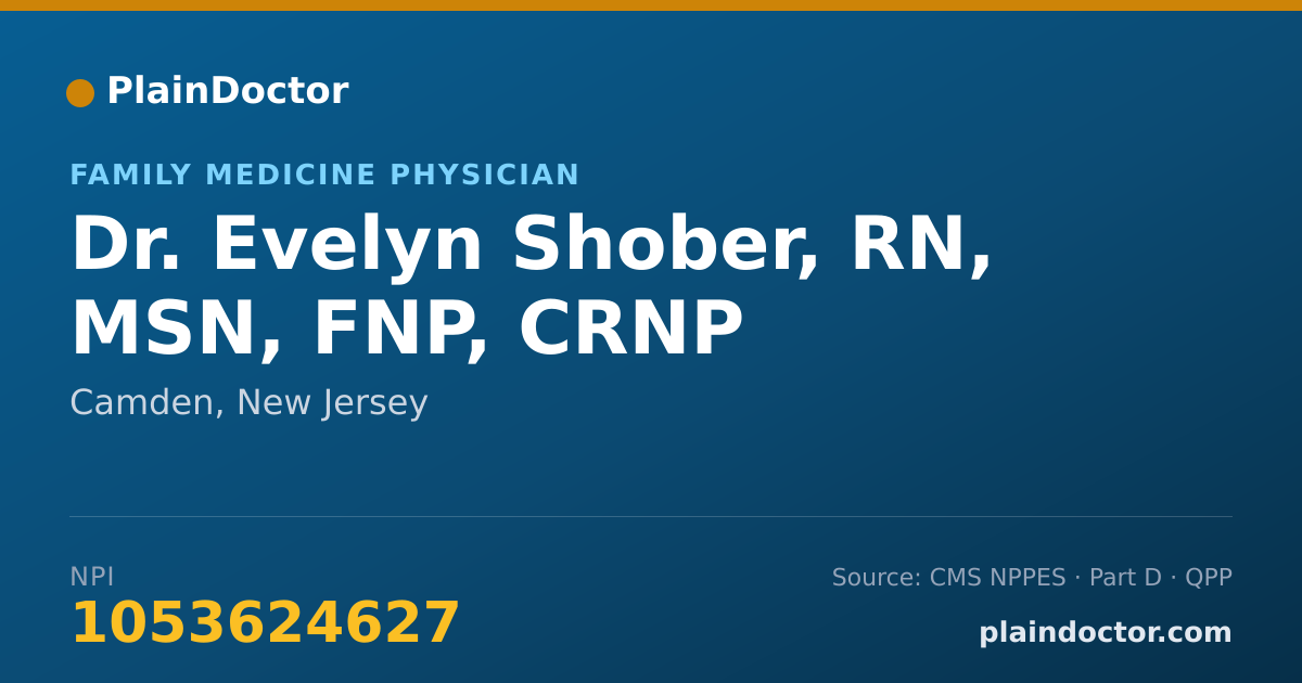 Shareable card for Evelyn Shober, RN, MSN, FNP, CRNP - Family Medicine Physician, Camden, NJ