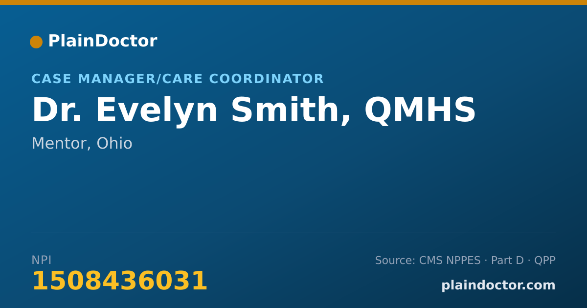 Shareable card for Evelyn Smith, QMHS - Case Manager/Care Coordinator, Mentor, OH
