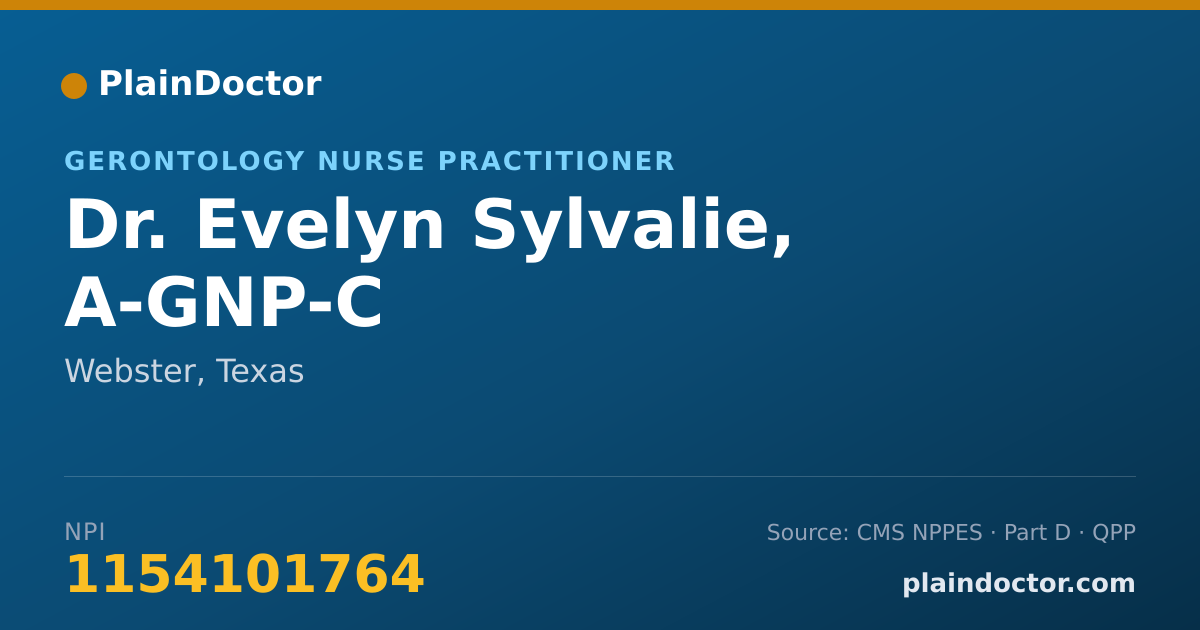 Shareable card for Evelyn Sylvalie, A-GNP-C - Gerontology Nurse Practitioner, Webster, TX