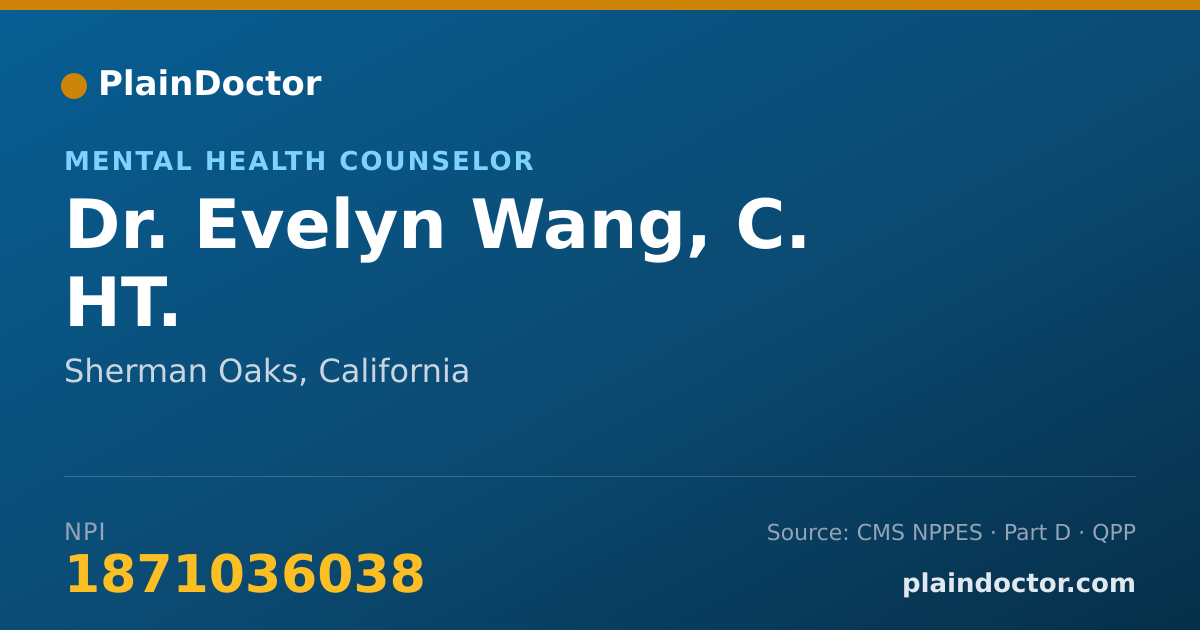 Shareable card for Evelyn Wang, C. HT. - Mental Health Counselor, Sherman Oaks, CA