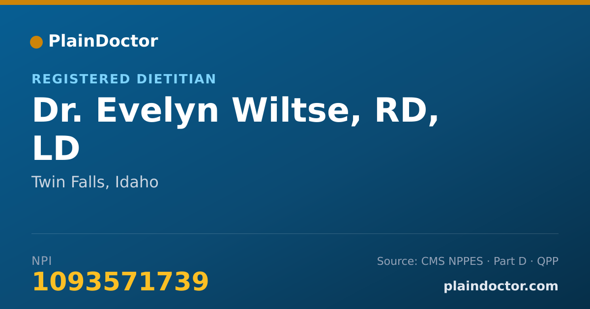 Shareable card for Evelyn Wiltse, RD, LD - Registered Dietitian, Twin Falls, ID
