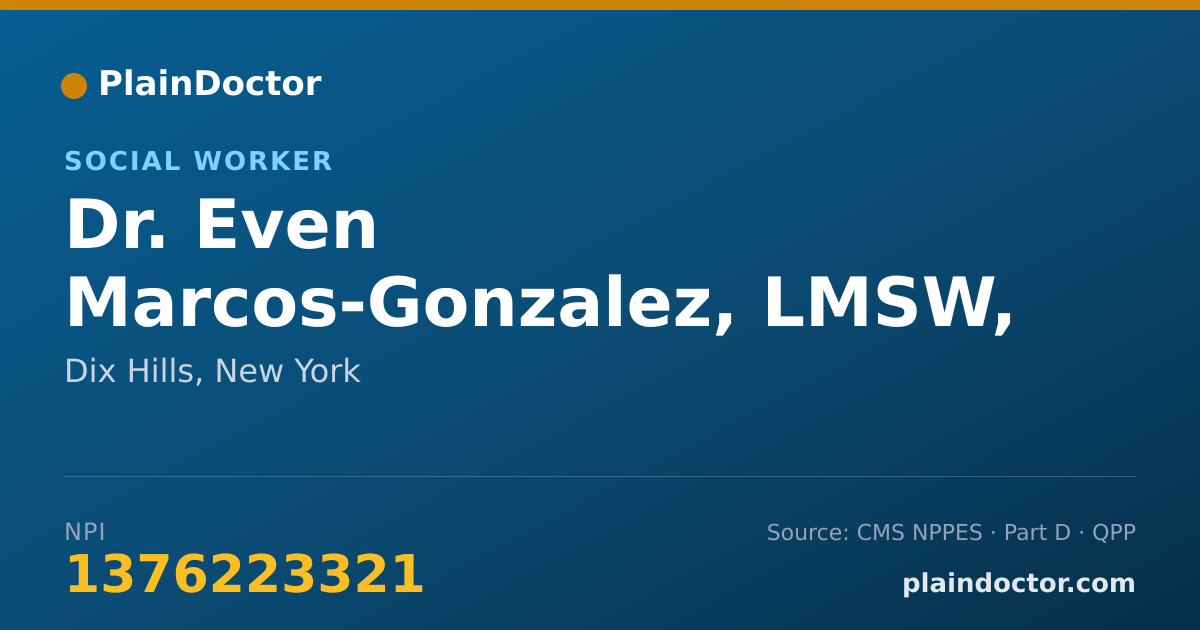 Shareable card for Even Marcos-Gonzalez, LMSW, CASAC-T - Social Worker, Dix Hills, NY