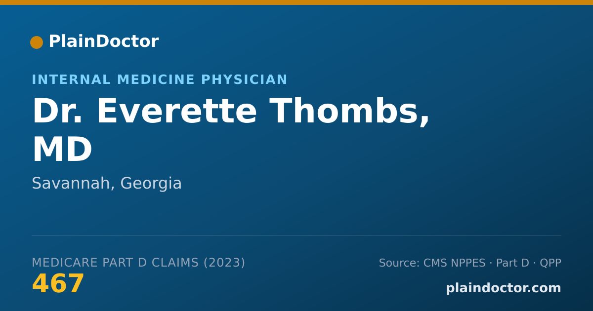 Shareable card for Everette Thombs, MD - Internal Medicine Physician, Savannah, GA