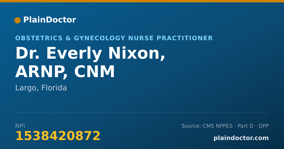 Shareable card for Everly Nixon, ARNP, CNM - Obstetrics & Gynecology Nurse Practitioner, Largo, FL