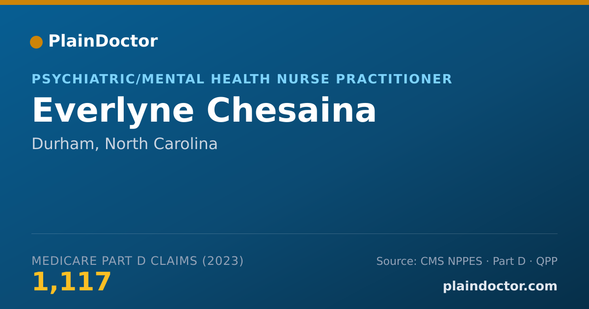 Shareable card for Everlyne Chesaina - Psychiatric/Mental Health Nurse Practitioner, Durham, NC