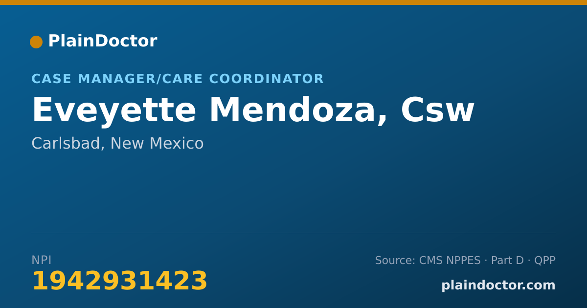 Shareable card for Eveyette Mendoza, Csw - Case Manager/Care Coordinator, Carlsbad, NM