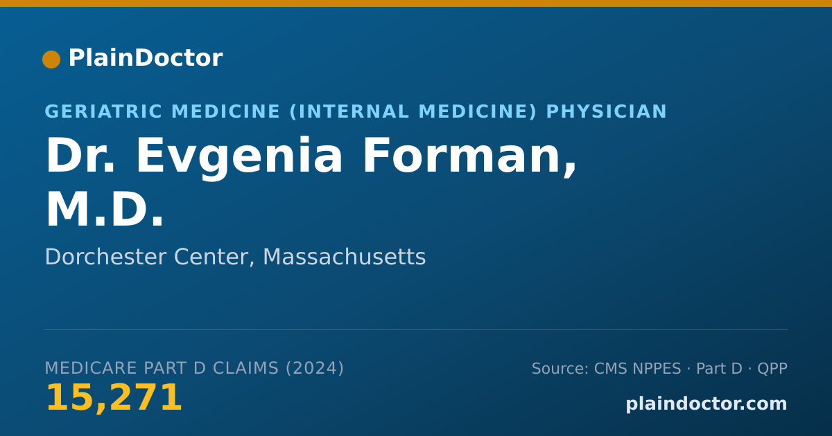 Shareable card for Evgenia Forman, M.D. - Geriatric Medicine (Internal Medicine) Physician, Dorchester Center, MA