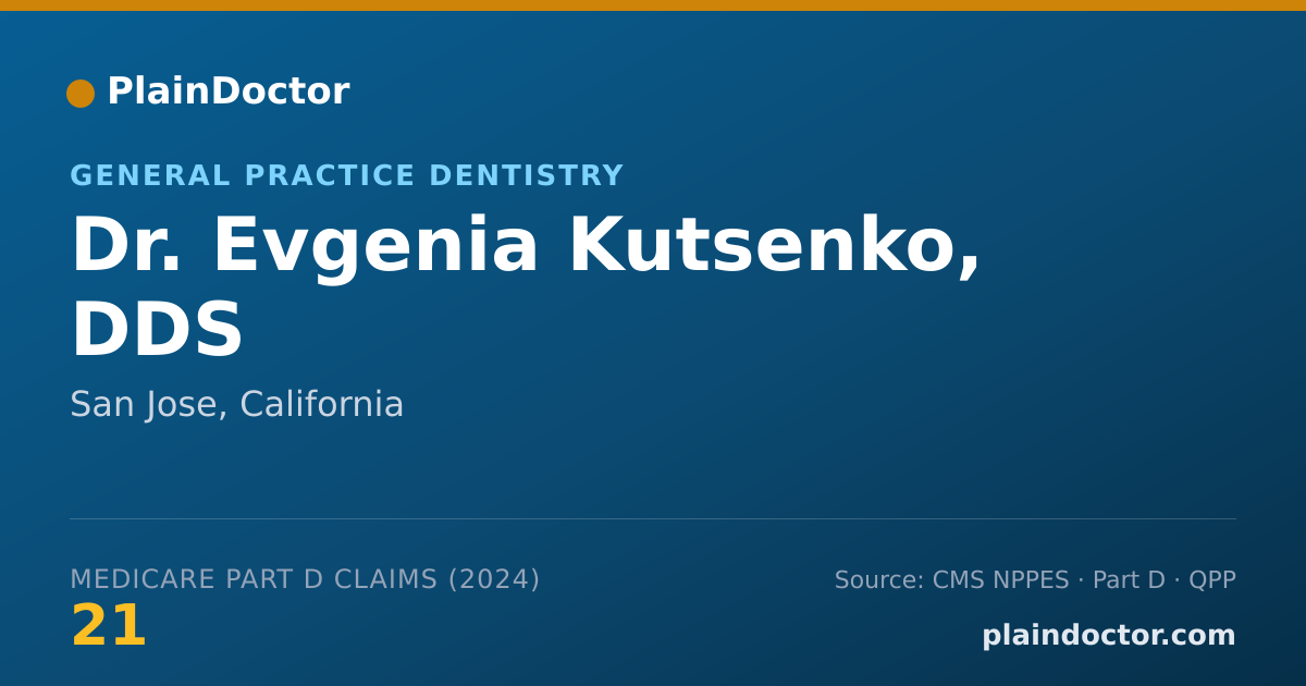 Shareable card for Evgenia Kutsenko, DDS - General Practice Dentistry, San Jose, CA