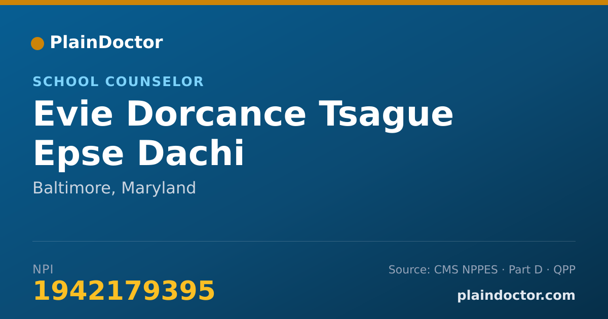 Shareable card for Evie Dorcance Tsague Epse Dachi - School Counselor, Baltimore, MD