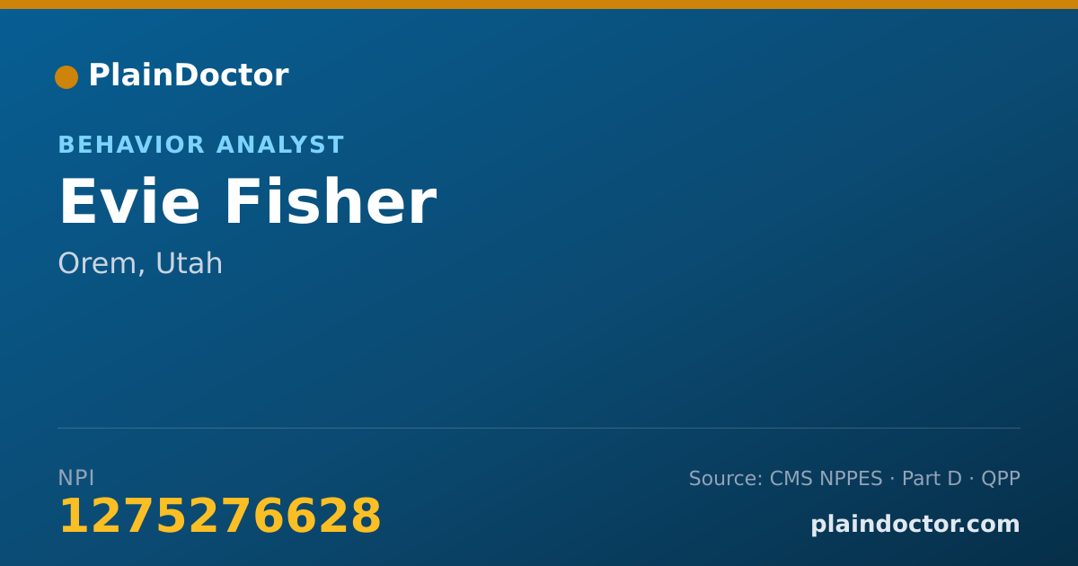 Shareable card for Evie Fisher - Behavior Analyst, Orem, UT