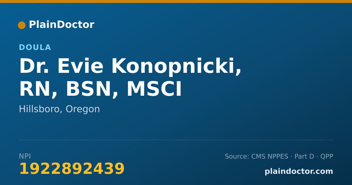 Shareable card for Evie Konopnicki, RN, BSN, MSCI - Doula, Hillsboro, OR