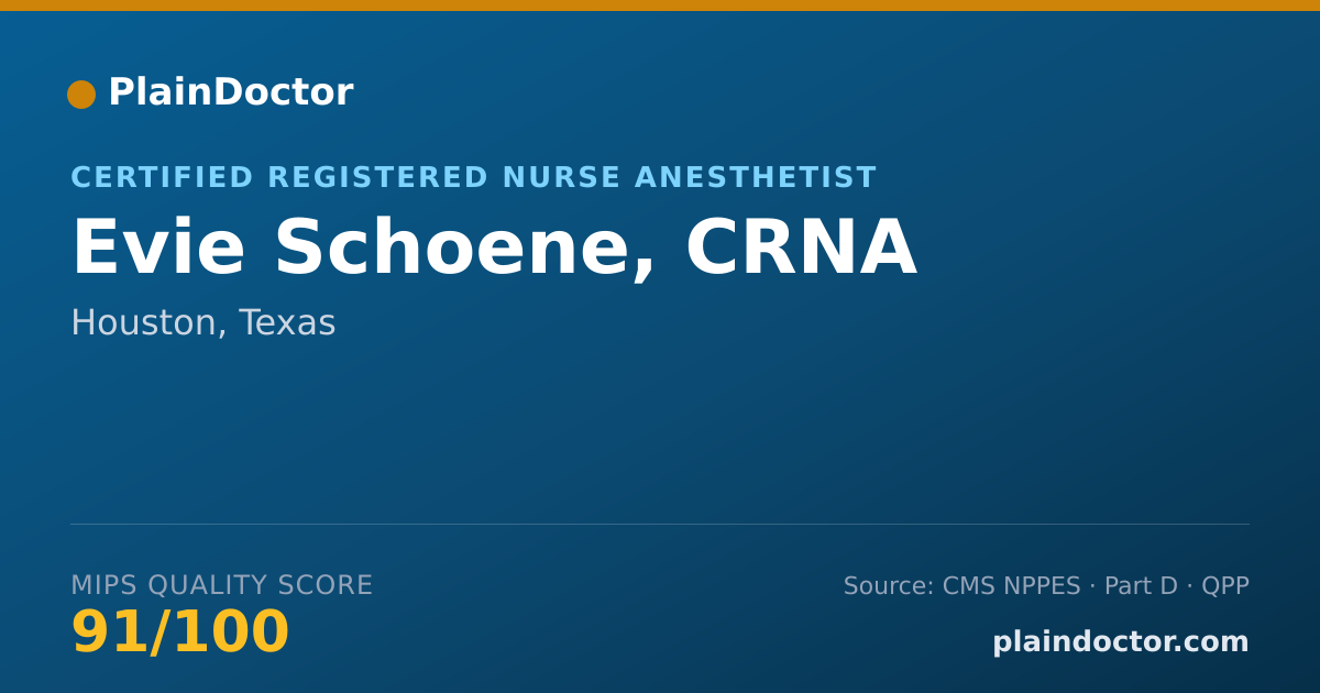 Shareable card for Evie Schoene, CRNA - Certified Registered Nurse Anesthetist, Houston, TX