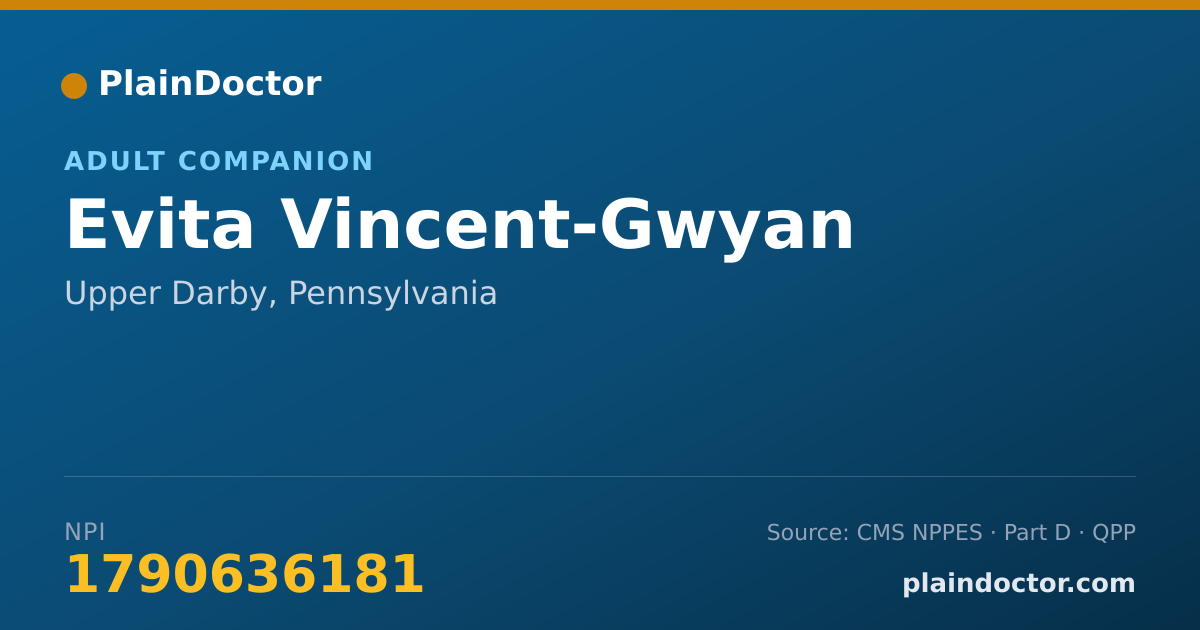 Shareable card for Evita Vincent-Gwyan - Adult Companion, Upper Darby, PA