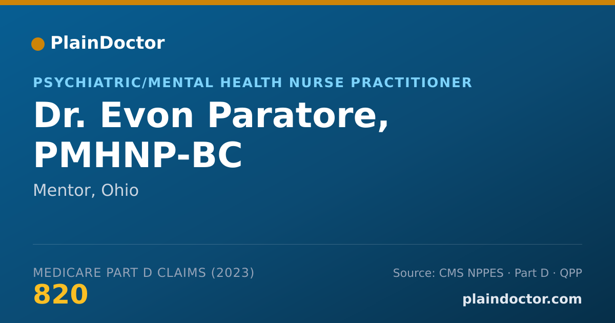 Shareable card for Evon Paratore, PMHNP-BC - Psychiatric/Mental Health Nurse Practitioner, Mentor, OH
