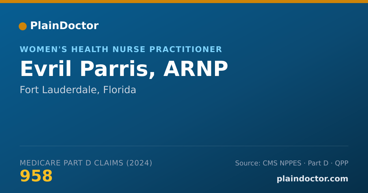 Shareable card for Evril Parris, ARNP - Women's Health Nurse Practitioner, Fort Lauderdale, FL