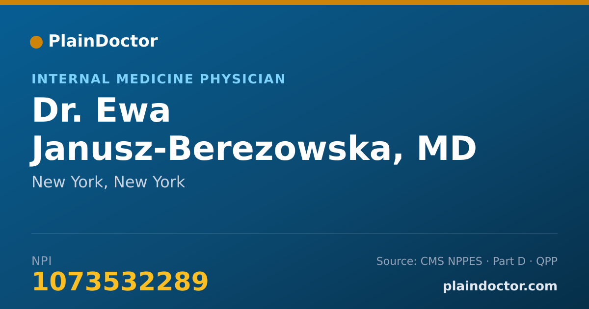 Shareable card for Ewa Janusz-Berezowska, MD - Internal Medicine Physician, New York, NY