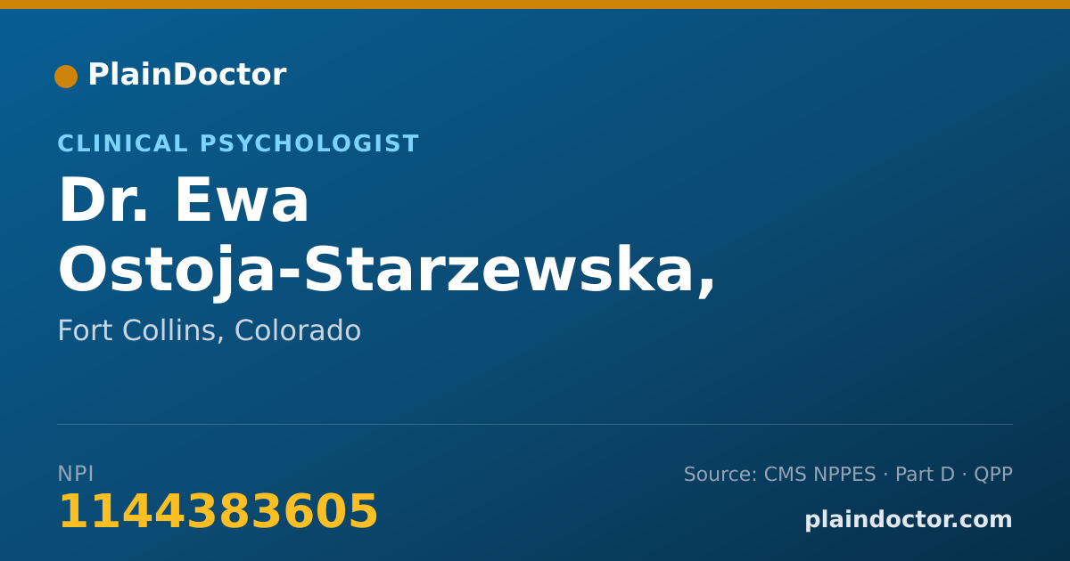Shareable card for Ewa Ostoja-Starzewska, PH.D. LICENSED PSYCH - Clinical Psychologist, Fort Collins, CO