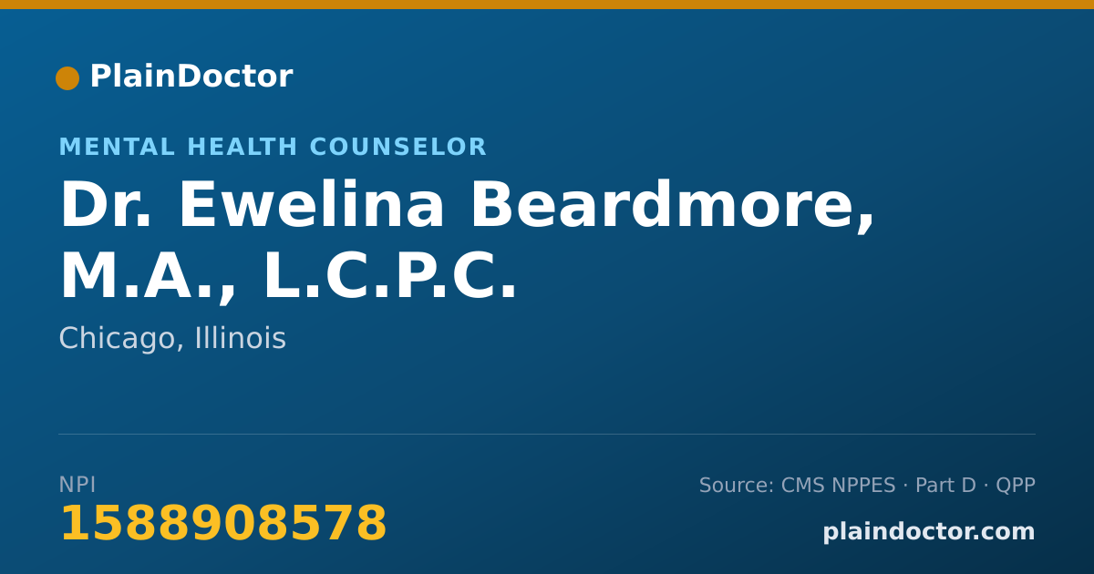 Shareable card for Ewelina Beardmore, M.A., L.C.P.C. - Mental Health Counselor, Chicago, IL